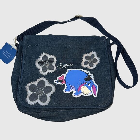 Disney Eeyore Denim Shoulder Bag With Floral Appliques - Picture 3 of 8